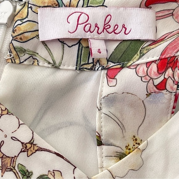 Parker Dress Womens 4 Floral Maxi Fillipa Silk Ruffle Wedding Guest Event Gown - Picture 10 of 11